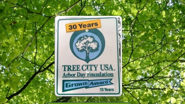 Metal Tree City USA sign