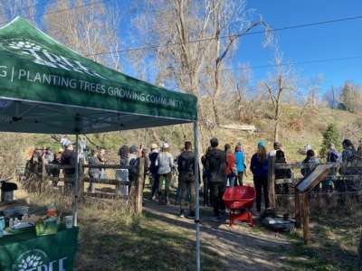 Group of people volunteering outside